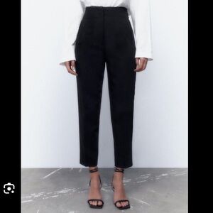 Zara High Waisted Black Straight Leg Trousers Size XS